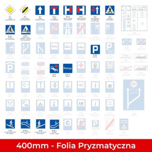 Znaki informacyjne D; Mini 400mm kwadratowe; Folia Pryzmatyczna