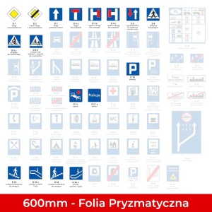 Znaki informacyjne D; Małe/Średnie 600mm kwadratowe; Folia Pryzmatyczna