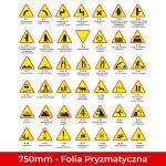Znaki ostrzegawcze A; Małe 750mm; Folia Pryzmatyczna