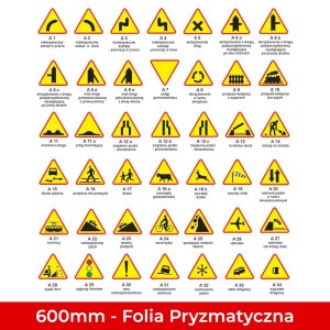 Znaki ostrzegawcze A; Mini 600mm; Folia Pryzmatyczna